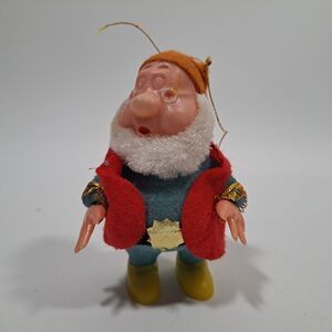 Vtg 70's Walt Disney Productions Doc Dwarf Flocked Christmas Ornament Snow White